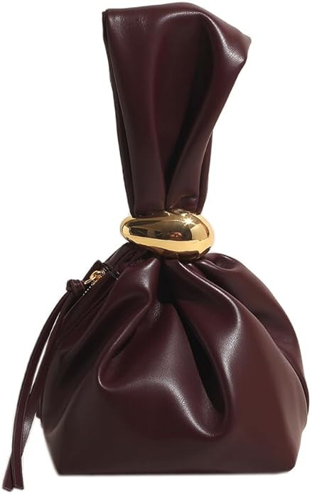 Knot Clutch Purse Vegan Leather Red Burgundy Handbag Wristlet Mini Tote Sleeve Knot Purse | Amazon (US)