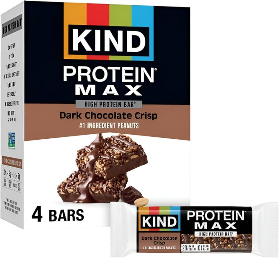 KIND Protein MAX, Dark Chocolate Crisp, 20g Protein, 1g Sugar, Low Sugar, High Protein Snack Bars... | Amazon (US)