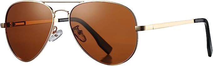 Polarized Aviator Sunglasses for Juniors Small Face Women Men Vintage UV400 Protection Shades | Amazon (US)