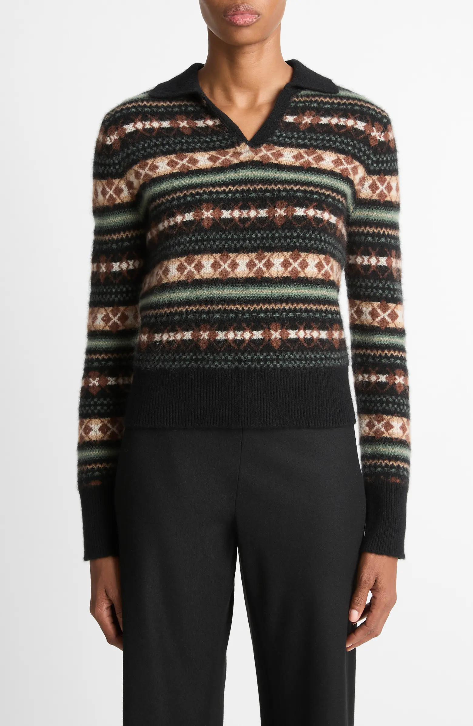 Vince Fair Isle Cashmere Polo Sweater | Nordstrom | Nordstrom
