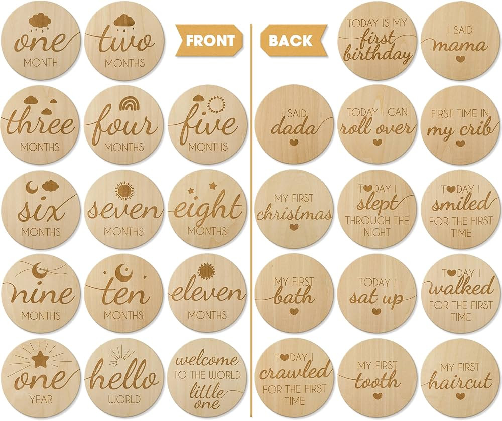 Baby Monthly Milestone Wooden Circles, Hello World Newborn Sign, Month Baby Milestone Signs for N... | Amazon (US)