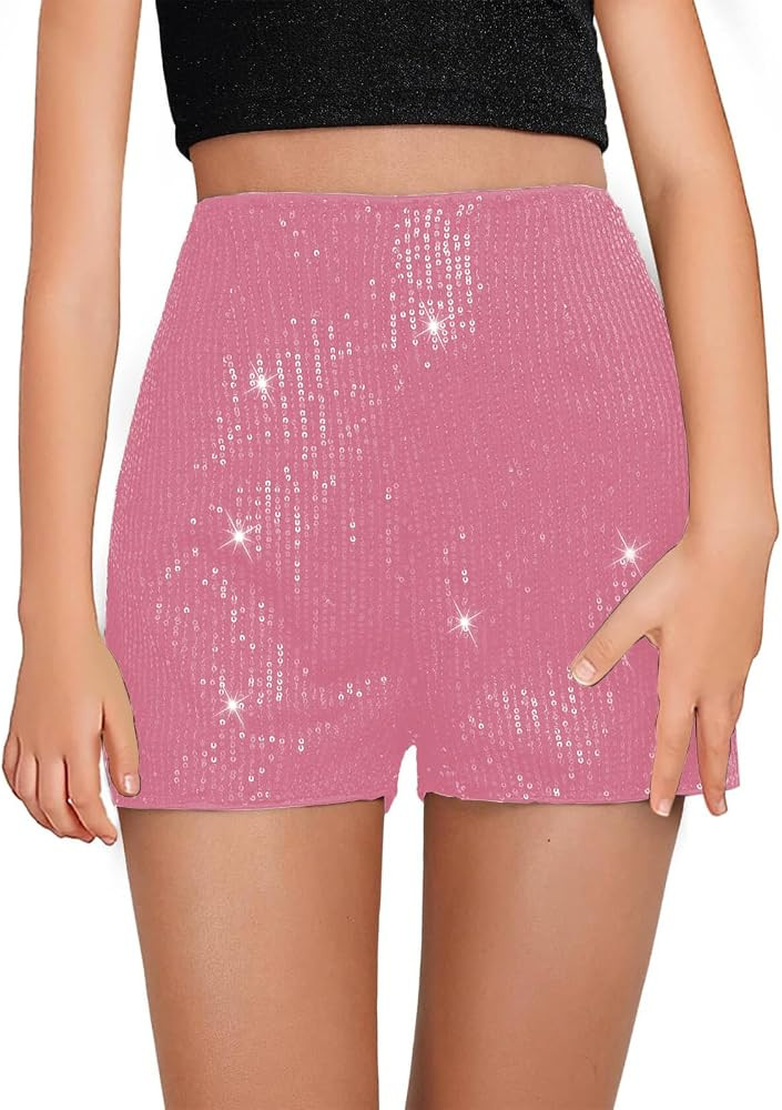 CharmWM Girls Sequin Shorts Elastic Straight Leg Sparkly Glitter Party High Waist Shorts 5-14 Yea... | Amazon (US)