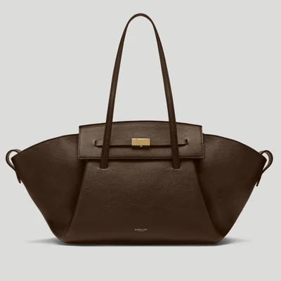 DeMellier The Brooklyn in Mocha Small Grain Leather Tote & Work bag | DeMellier