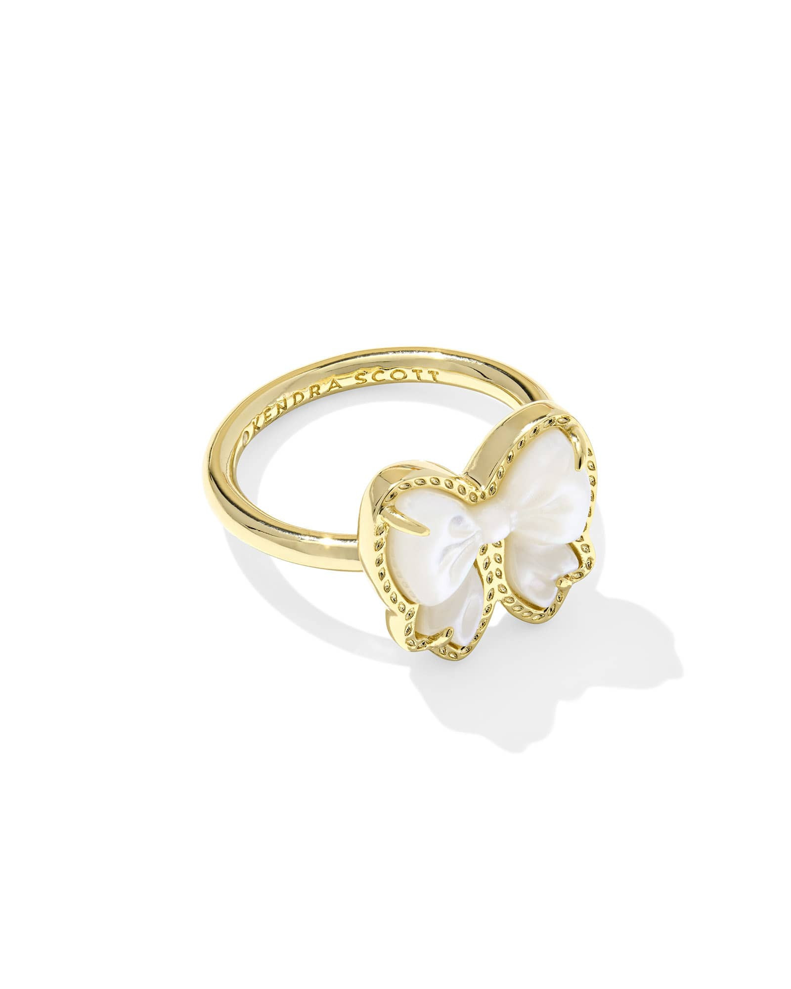 Kendra Scott Haley Bow Gold Band Ring | Mother Of Pearl | Size 5 | Kendra Scott