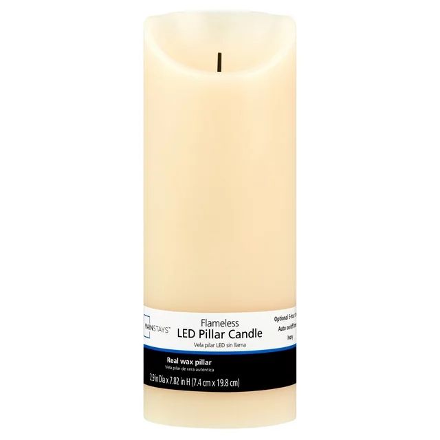 Mainstays Unscented Flameless LED Pillar Candle, Ivory, 3 x 8 in | Walmart (US)
