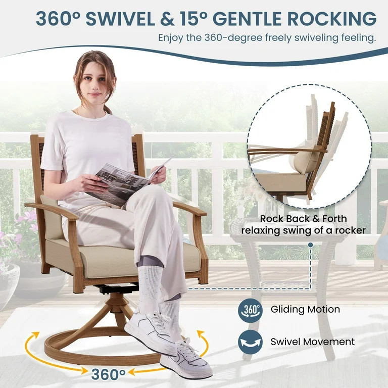 ECOPATIO Patio Swivel Chairs Set of 2, All Weather Swivel Rocker Chairs with Hand-Painted Metal F... | Walmart (US)