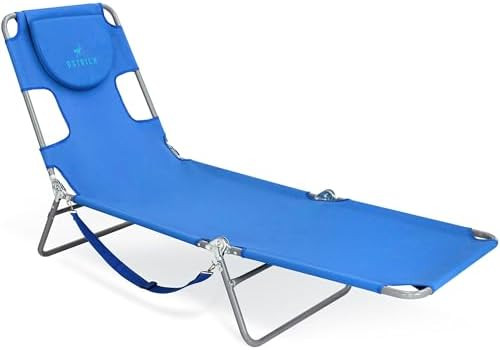 Ostrich Beach Lounge Chair, Folding & Reclining Outdoor Chaise Lounger, Blue - Portable Adjustabl... | Amazon (US)