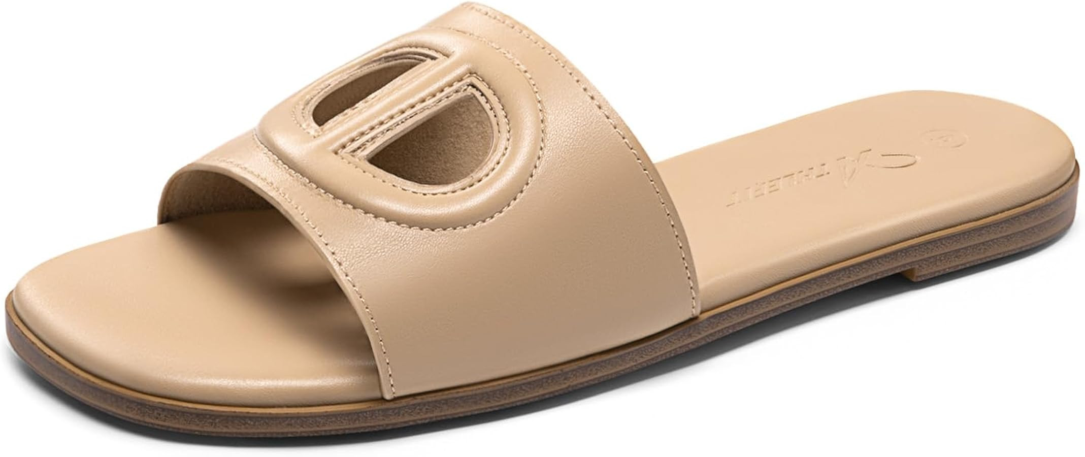 Athlefit Women's Flat Sandals Square Open Toe Comfortable Slip On Summer Beach Slide Sandals | Amazon (US)