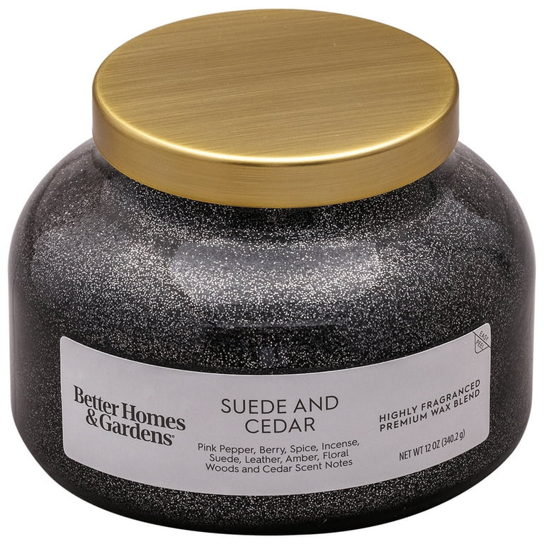 Better Homes & Gardens 1-Wick Holiday Scented Glitter Jar Candle, Suede and Cedar, 12oz. | Walmart (US)