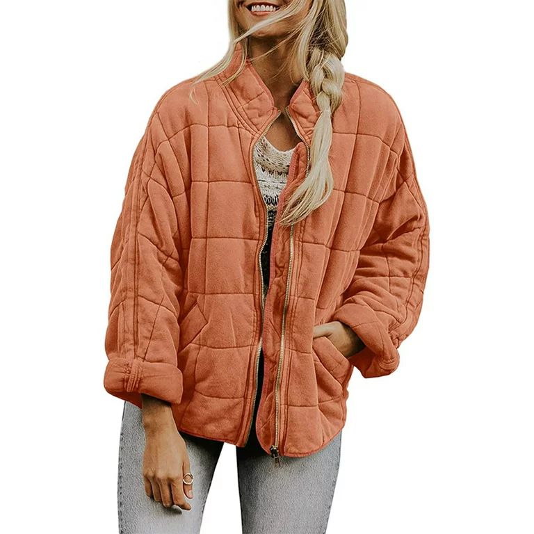 Frontwalk Womens Stylish Quilted Jacket Winter Coats Outwear Solid Color Lightweight Padded Jacke... | Walmart (US)