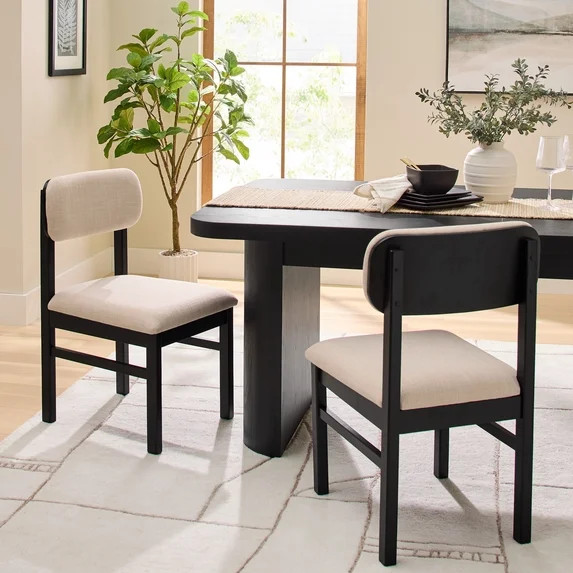 Better Homes & Gardens Juliet Upholstered Dining Chairs, Black and Cream, Set of 2 | Walmart (US)