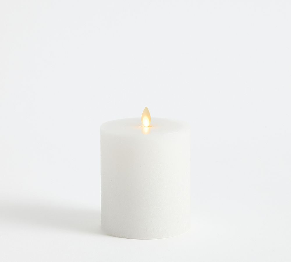 Premium Flickering Flameless Wax Pillar Candle - Salt Washed | Pottery Barn (US)