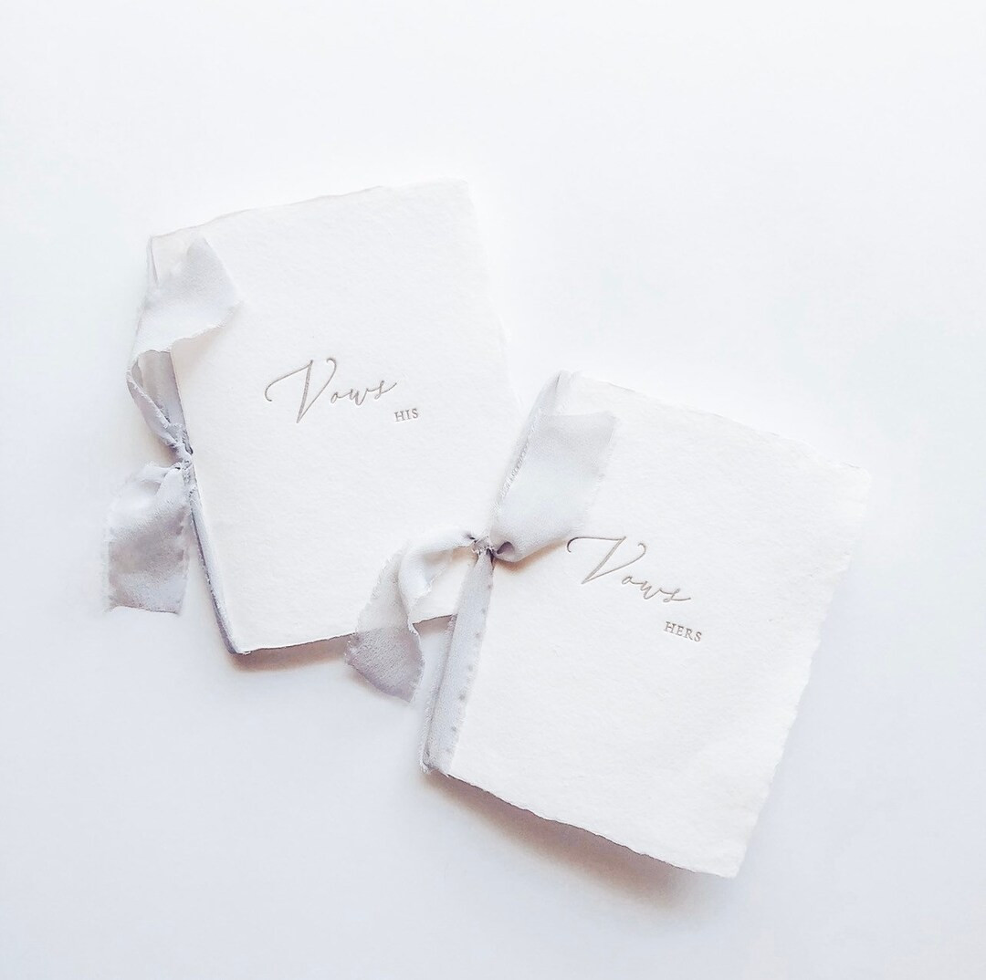 Letterpress Vow Book Set, Handmade Vow Books, Handmade Paper, Deckled Edge Vow Books, Vow Book Se... | Etsy (US)