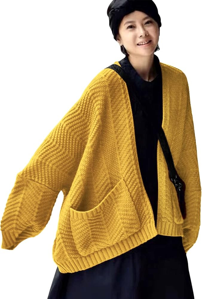 YESNO Women’s Oversized Cardigan Sweaters Long Sleeve Knitted Open Front Cardigan LA8 | Amazon (US)