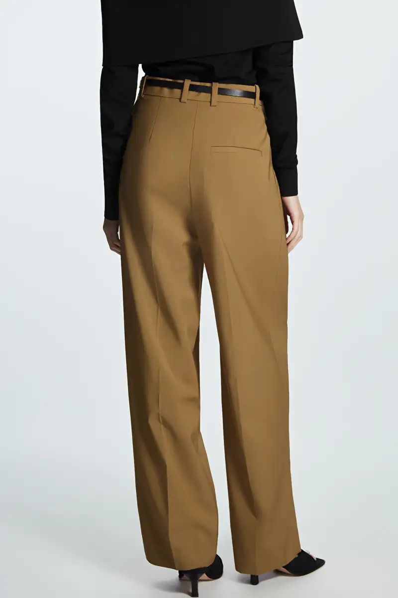 WIDE-LEG PLEATED TROUSERS - BROWN - COS | COS UK