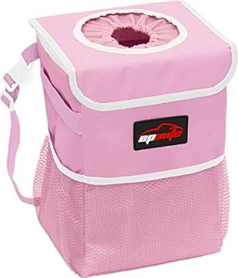 EPAuto Waterproof Car Trash Can with Lid and Storage Pockets, Pink | Amazon (US)