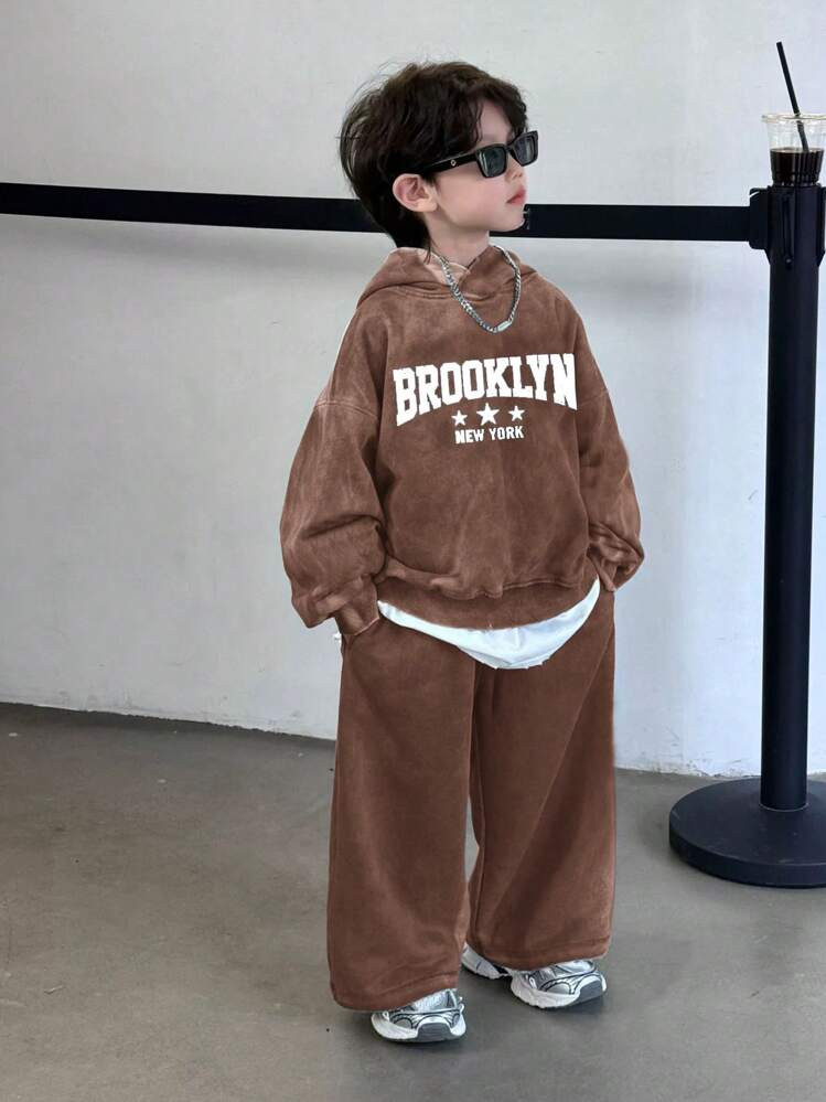 SHEIN Kleine Jungen 2-teiliges Set für Kinder, Streetwear, lässig, koreanischer Stil, meliertes... | SHEIN