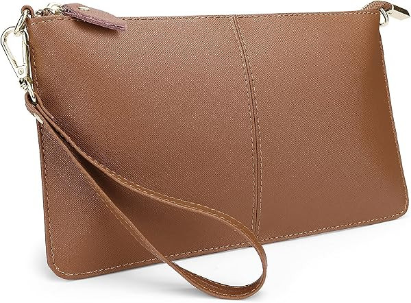 YALUXE Women's Genuine Leather Wristlet Handbags Purses Clutch Wallet Bag | Amazon (US)