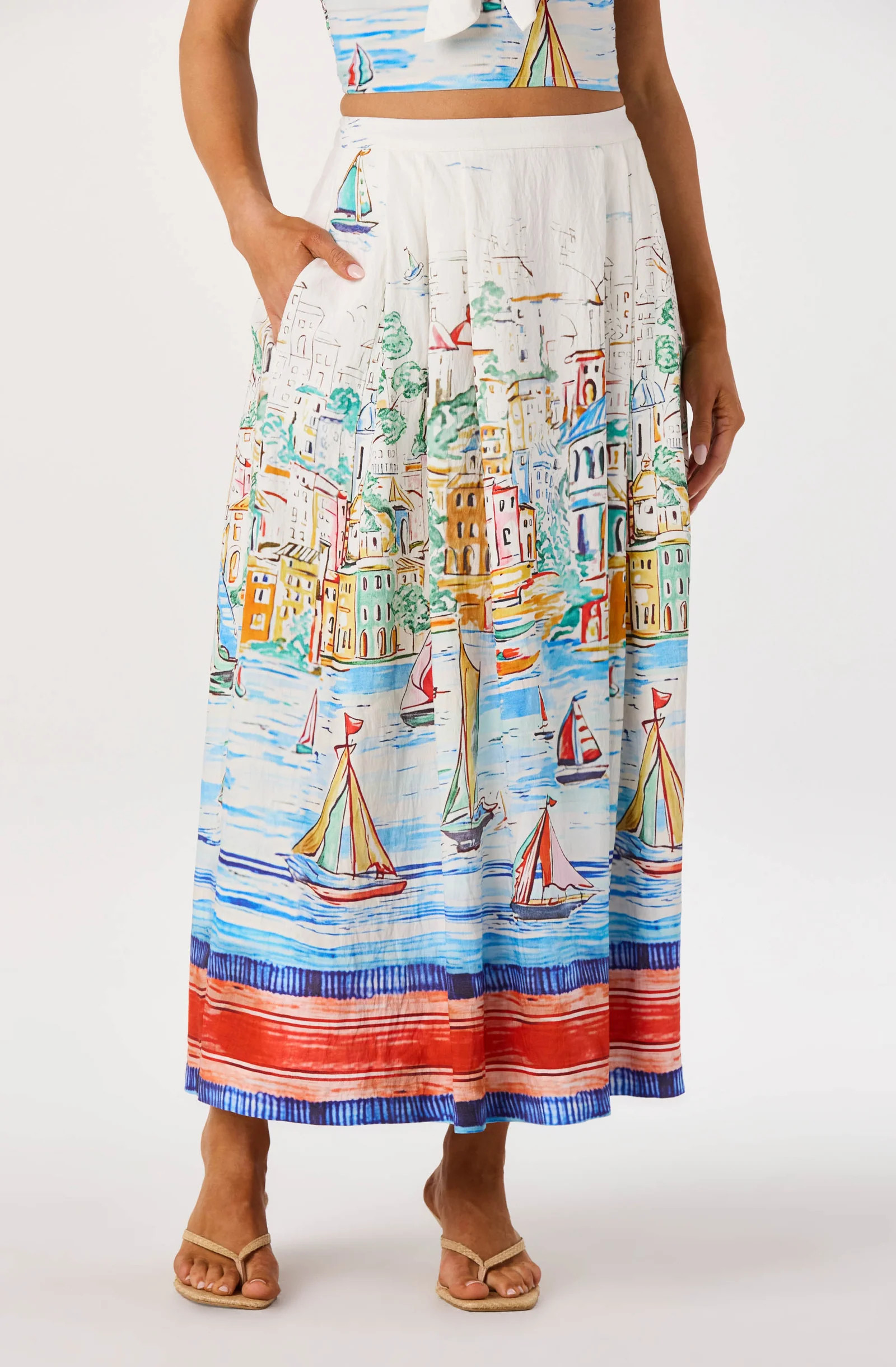 Wendy Pleated Midi Skirt - Island sketch / M | ASTR The Label (US)