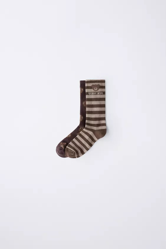 TWO-PACK OF LONG SOCKS WITH BEAR AND STRIPES | Zara US