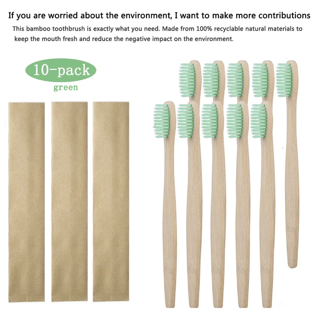 Biodegradable Reusable Bamboo Toothbrushes, Bamboo Toothbrush made from Natural wooden and Eco-Fr... | Walmart (US)