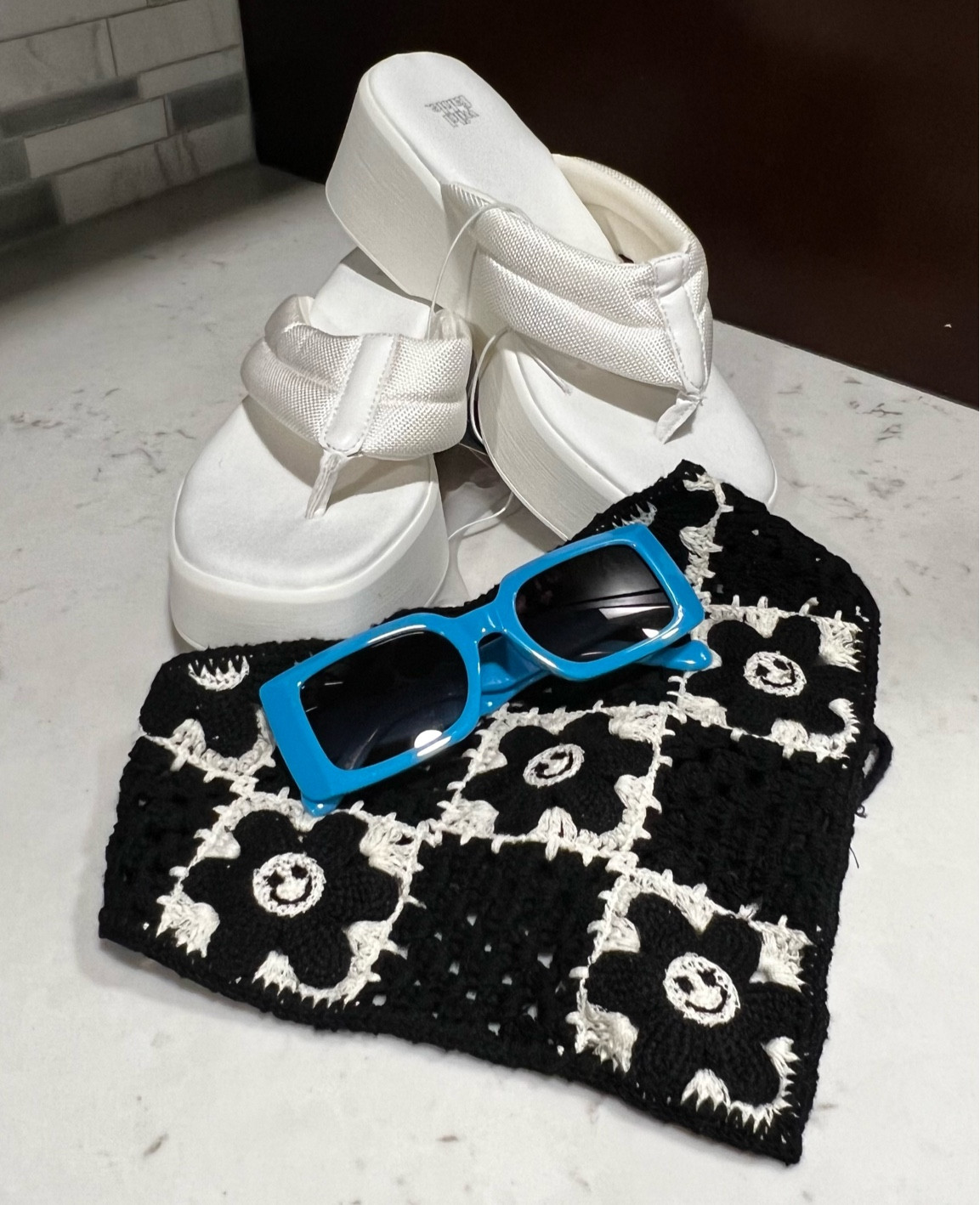 Crochet is my go-to this summer with this easy-tie headscarf accessory that will keep my hair out of my face. Found these comfy platform sandals for extra height & added a pop of color with these modern-edged sunnies... I'm beach ready!! ☀️ all from Target! 

#LTKSeasonal #LTKunder50 #LTKtravel