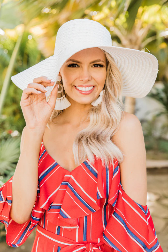 Shoreline Songs Floppy Hat White | The Pink Lily Boutique