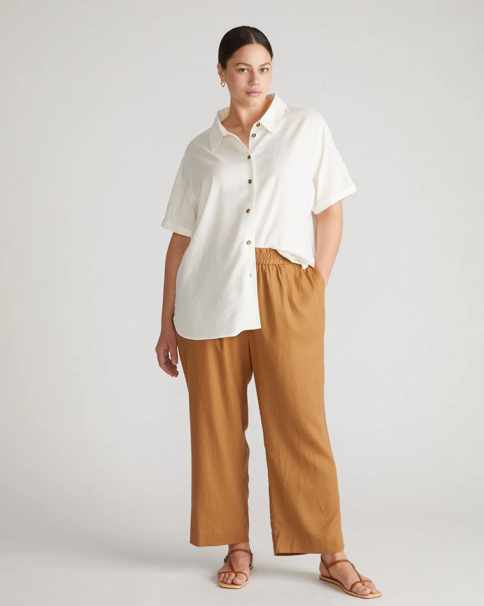 Iris Linen Easy Pull-On PantsBoardwalk Brown | Universal Standard