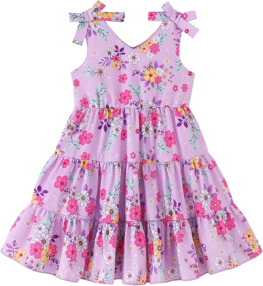 Saeaby Toddler Girl Clothes Kids Toddler Dress Sleeveless Tiered Swing Dresses Boho Beach Sundres... | Amazon (US)