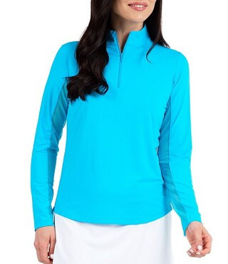 IBKUL Solid Long Sleeve Quarter Zip Top | Dillard's | Dillard's