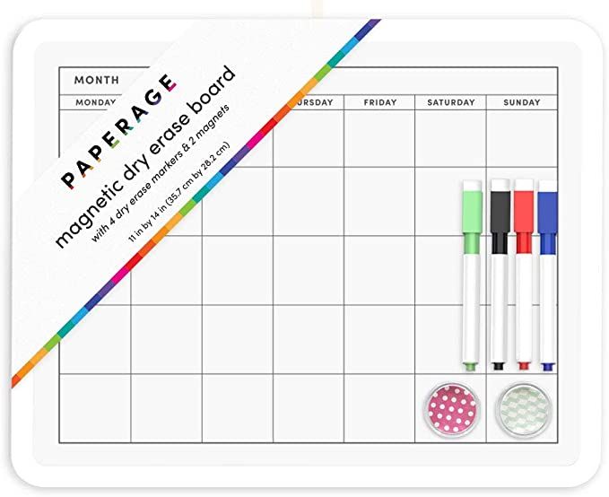 Dry Erase Board 11 by 14 in Monthly Grid Calendar- Magnetic Whiteboard with 4 Markers and 2 Magne... | Amazon (US)