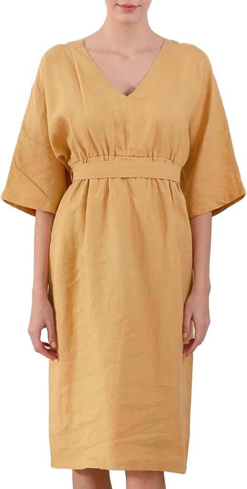 Simple&Opulence Women\u2019s Summer Dresses 100% Linen Beach Sundress Nightgown Long Casual Loung... | Amazon (US)