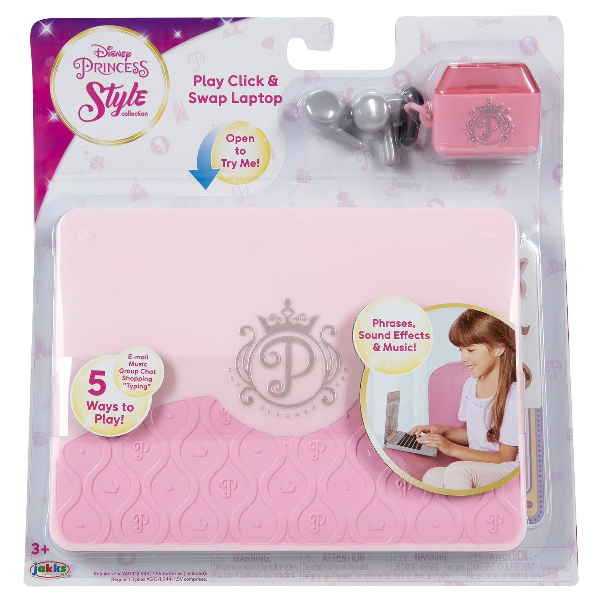 Disney Princess Style Collection Pink Pretend Laptop with Play Earbuds 5 Ways to Play 0.89Pound | Walmart (US)