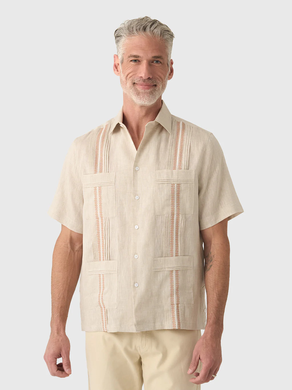 Centuria Men's Short Sleeve Linen Guayabera Shirt | Saint Bernard