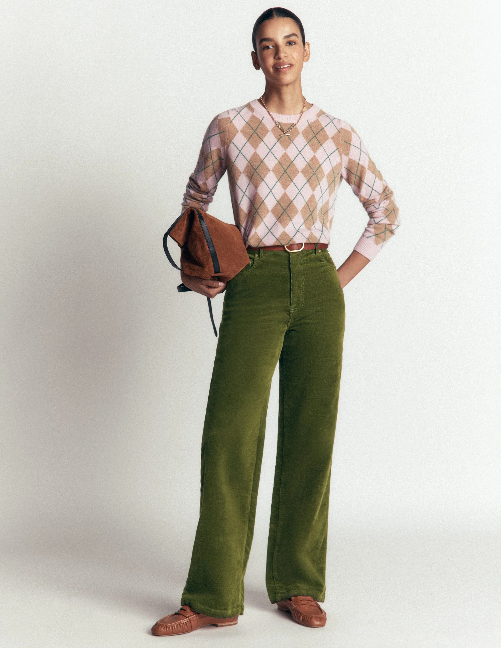 High Rise Cord Column Jeans-Chive | Boden UK