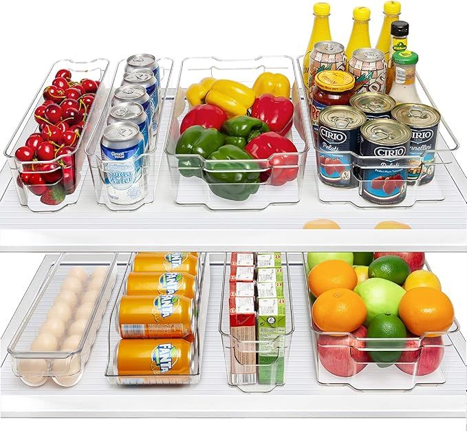 HOOJO Fridge Organizer Bins, Set of 8 Plastic Refrigerator Pantry Organizers for Freezer and Pant... | Amazon (US)