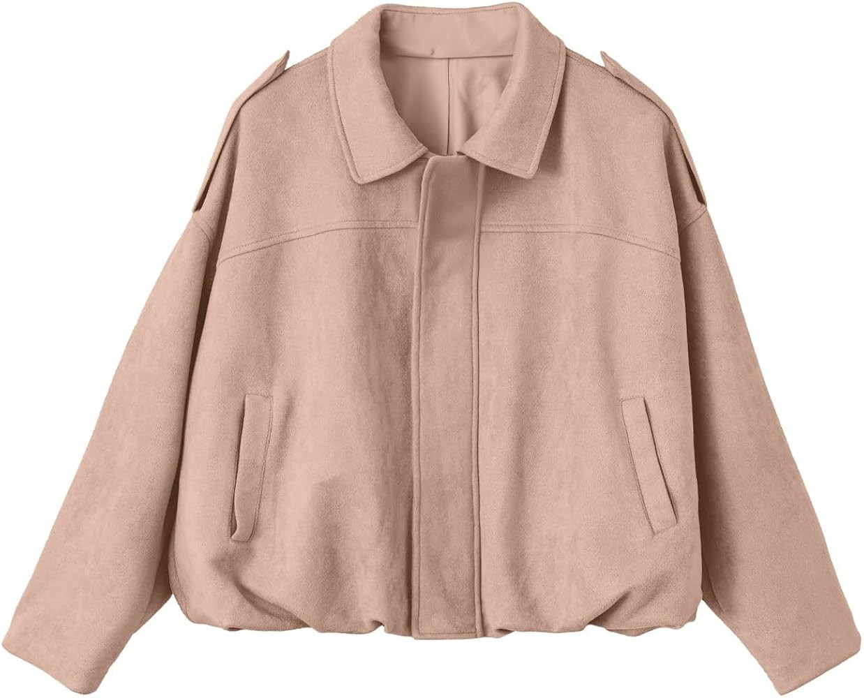 EVALESS Womens Faux Suede Bomber Jackets Long Sleeve Fall Coats Zip Up Cropped Jacket Trendy Wint... | Amazon (US)