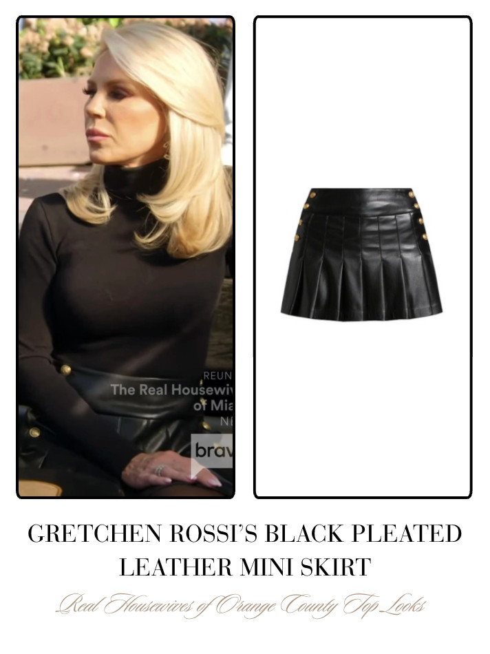 Gretchen Rossi's Black Pleated Leather Mini Skirt 

 