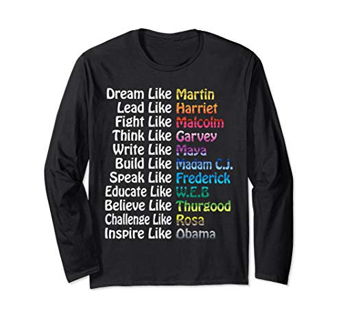 Inspirational Black History Influential Leaders martin Obama Long Sleeve T-Shirt | Amazon (US)