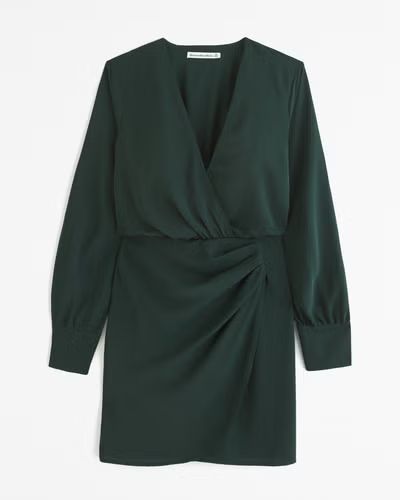 Long-Sleeve Draped Mini Dress | Abercrombie & Fitch (US)