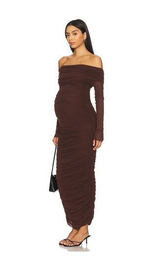 Off The Shoulder Mesh Dress in Chocolate | Revolve Clothing (Global)