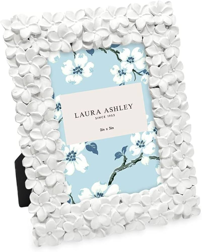 Laura Ashley 2x3 White Flower Textured Hand-Crafted Resin Picture Frame w/Easel & Hook for Tablet... | Amazon (US)
