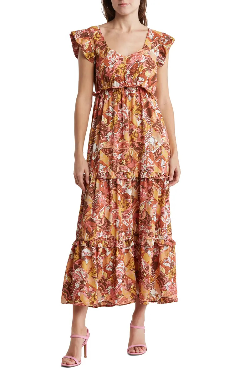 Flutter Sleeve Tiered Dress | Nordstrom Rack