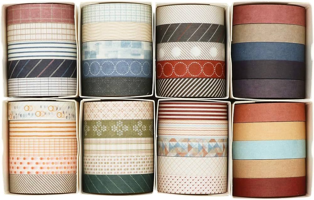Knaid 40 Rolls of Slim Washi Tape Gift Box Set, Decorative Paper Tapes 10 mm Wide for Scrapbookin... | Amazon (US)