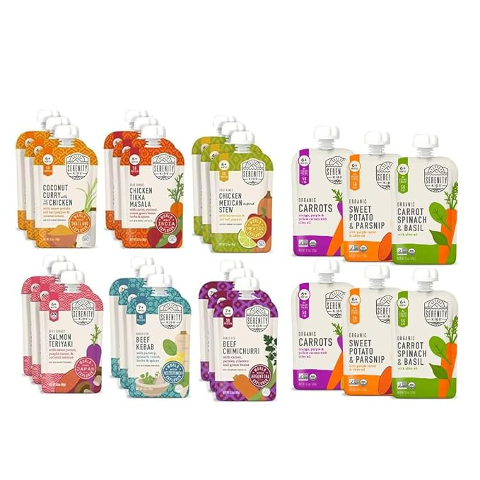 Serenity Kids 6+ Months Veggie Pouches and World Explorer Meats Variety Pack Baby Food Bundle | V... | Amazon (US)