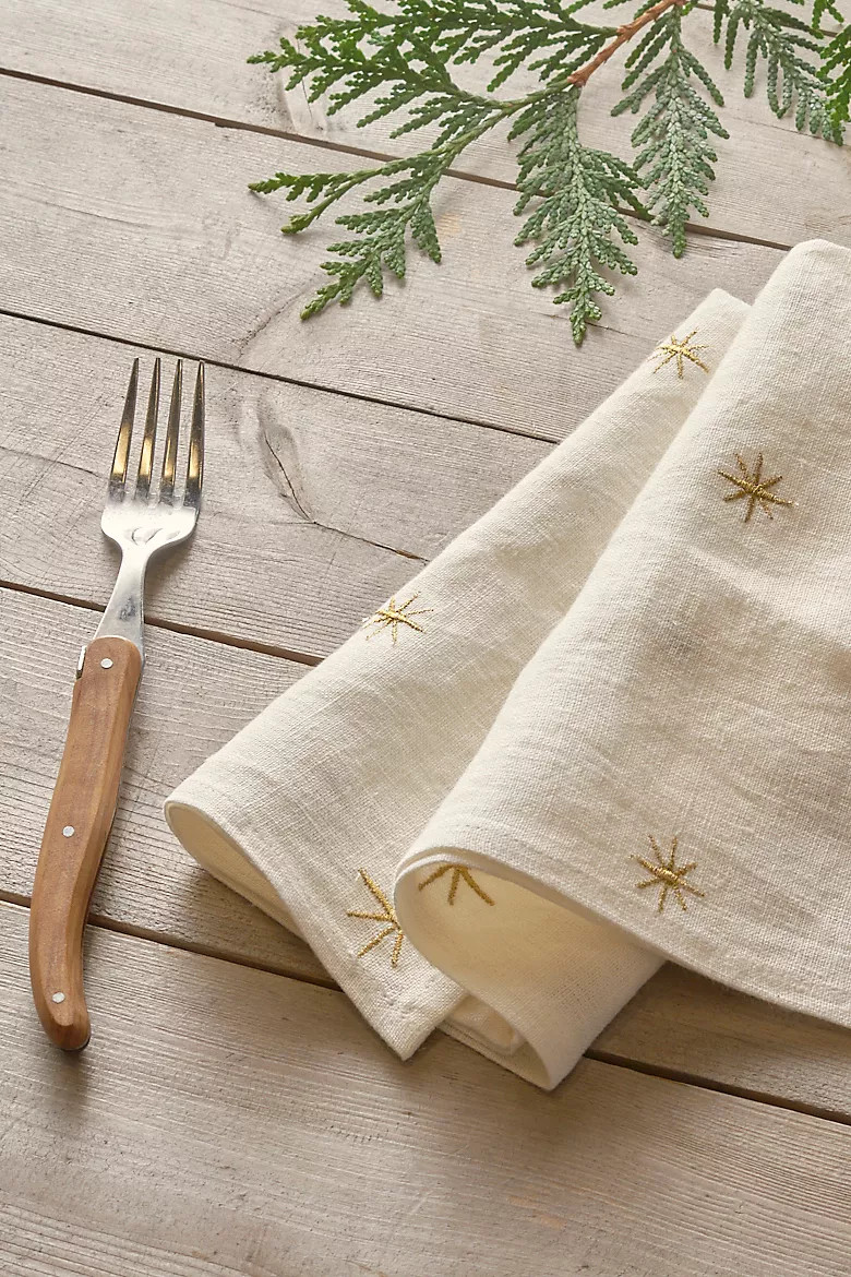 Star Embroidered Linen Napkins, Set of 2 | Anthropologie (US)