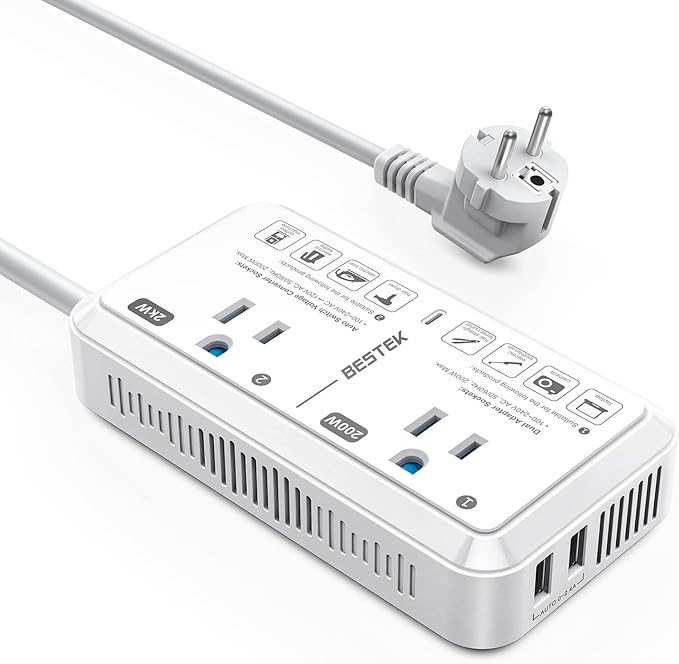 BESTEK 2000W Travel Voltage Converter, Power Step Down 240V to 120V Converter with 2.4A 2-Port US... | Amazon (US)