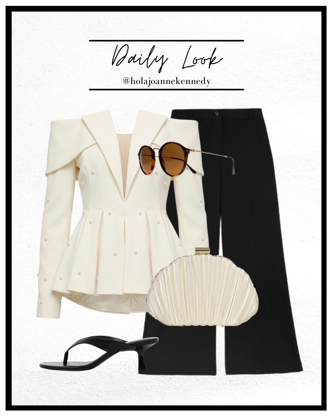 ASOS luxe pearl blazer cream, off shoulder blazer outfit, cream tailored blazer, pearl embellished outfit, black tailored trousers outfit, kitten heels black, satin clutch bag cream, tortoiseshell sunglasses, elegant monochrome outfit, old money aesthetic 

#LTKuk #LTKstyletip #LTKeurope