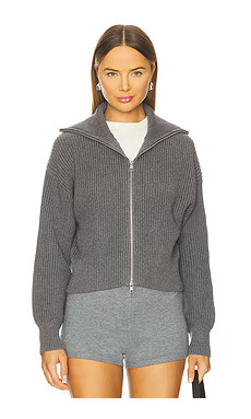 525 America Tina Shaker Zip Up Cardigan in Charcoal Grey from Revolve.com | Revolve Clothing (Global)
