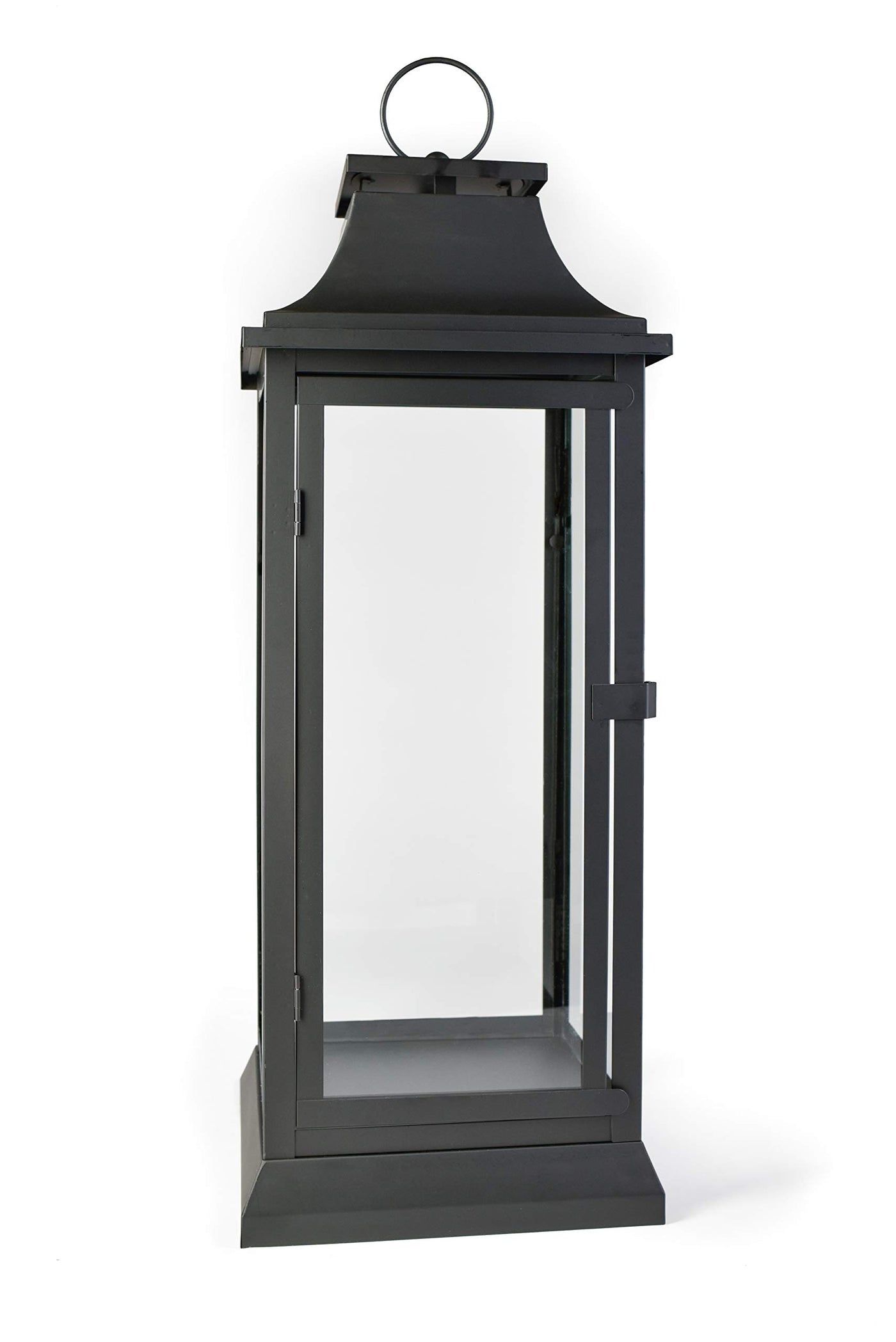 Serene Spaces Living Modern Black Metal Hurricane Lanterns with Clear Glass Panels, 20" Tall - Wa... | Walmart (US)